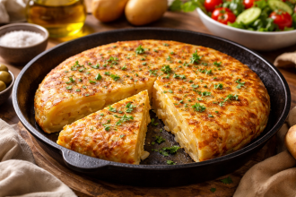 Hiszpańska tortilla na patelni.